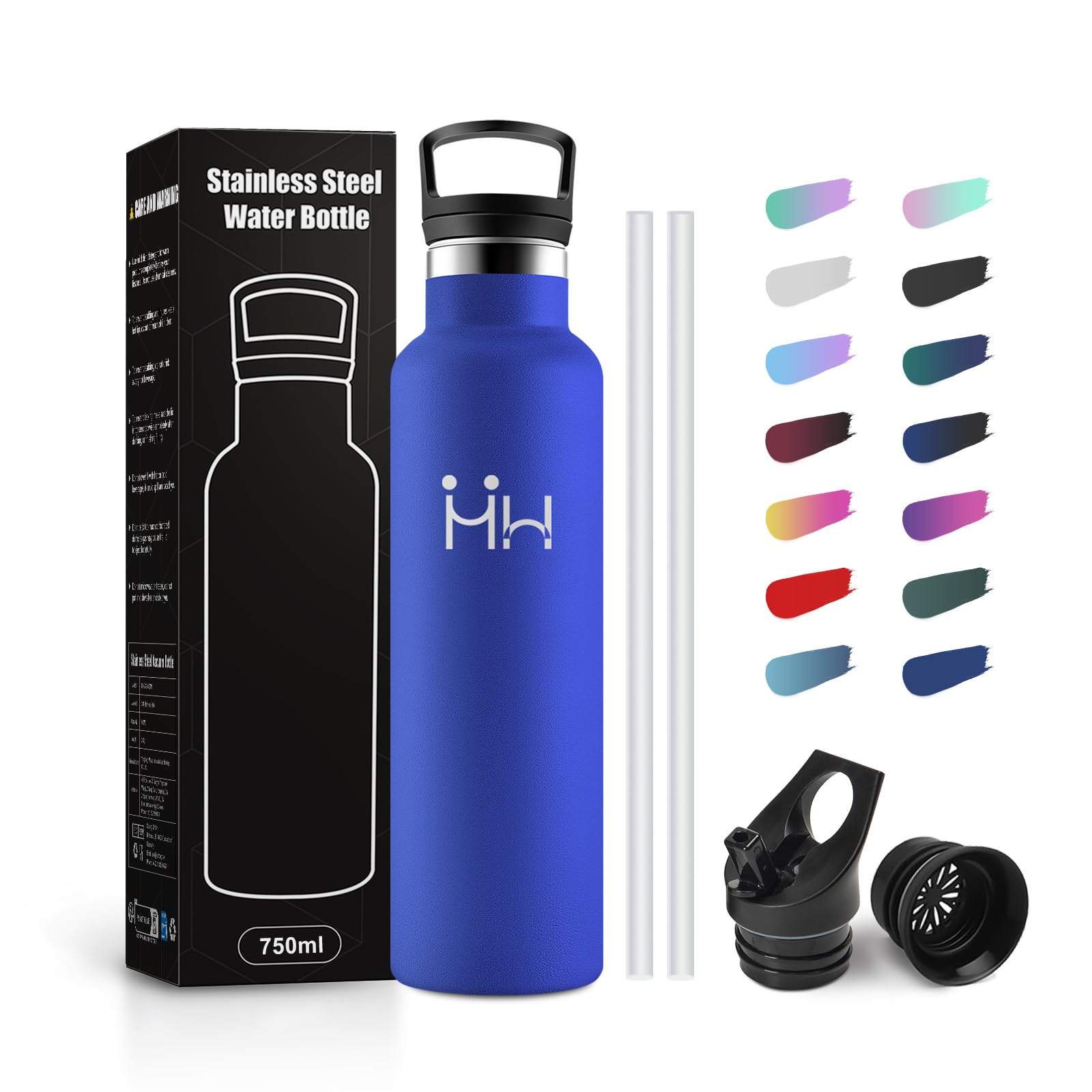 JAPORIA 750ml Insulated Water Bottle with Straw, Reusable Stainless Steel Water Bottle, BPA Free, Water Bottles for Camping, Yoga, Gym, Cycling, Travel