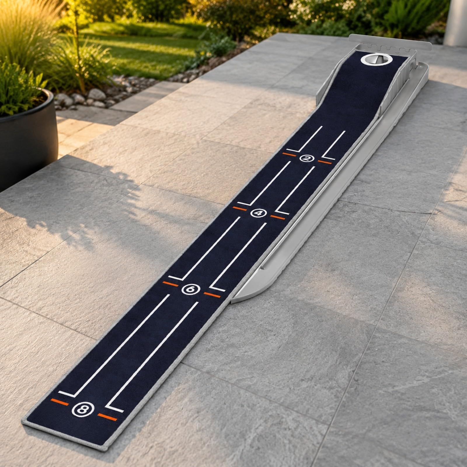 Tappeto da Putting con Apertura e Paratia di Portatile Tappeto da Putting con Guide di Allineamento Resistente All'ura per Terrazza