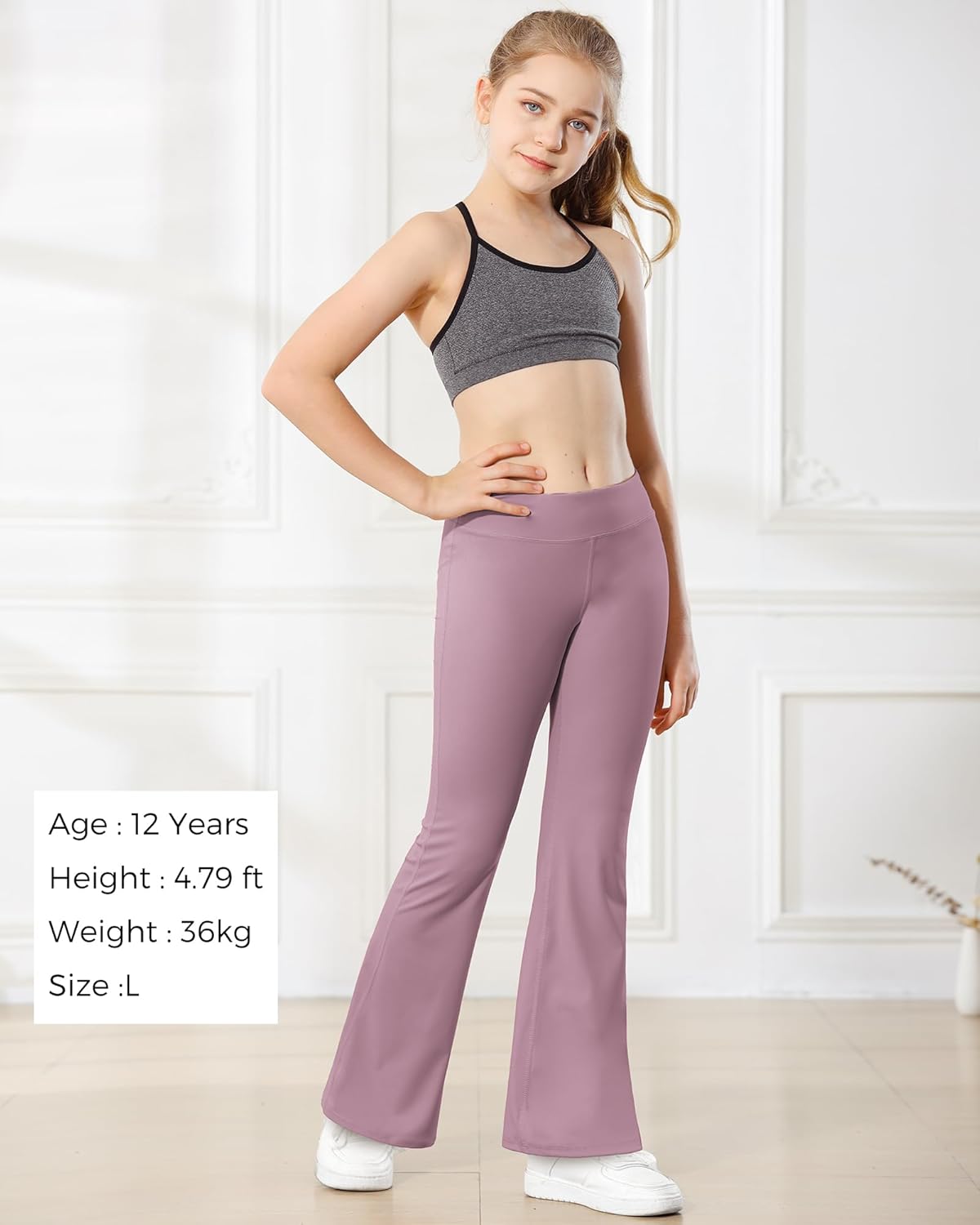 STELLE Girl's Flare Leggings High Waisted Yoga Pants Bootcut Dance Casual Pants Activewear Kids Bell Bottoms - Image 5