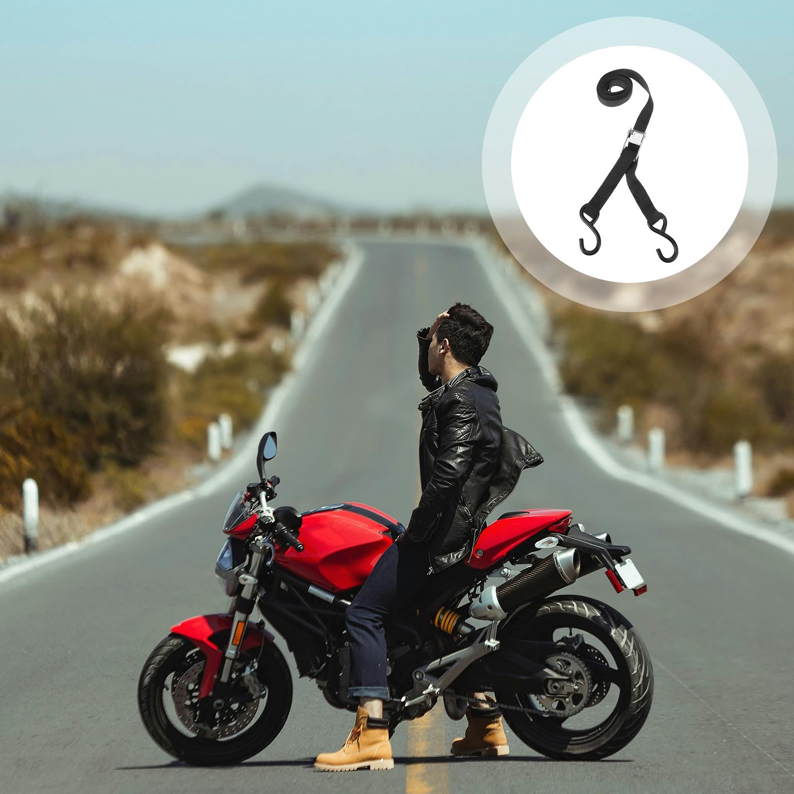 2 Stück Polyester Zurrgurt mit Doppelhaken Verstellbarer Motorrad Spanngurt Robustes Befestigungsband für Scooter Gepäck und Transport Sicherer Halt Unterwegs