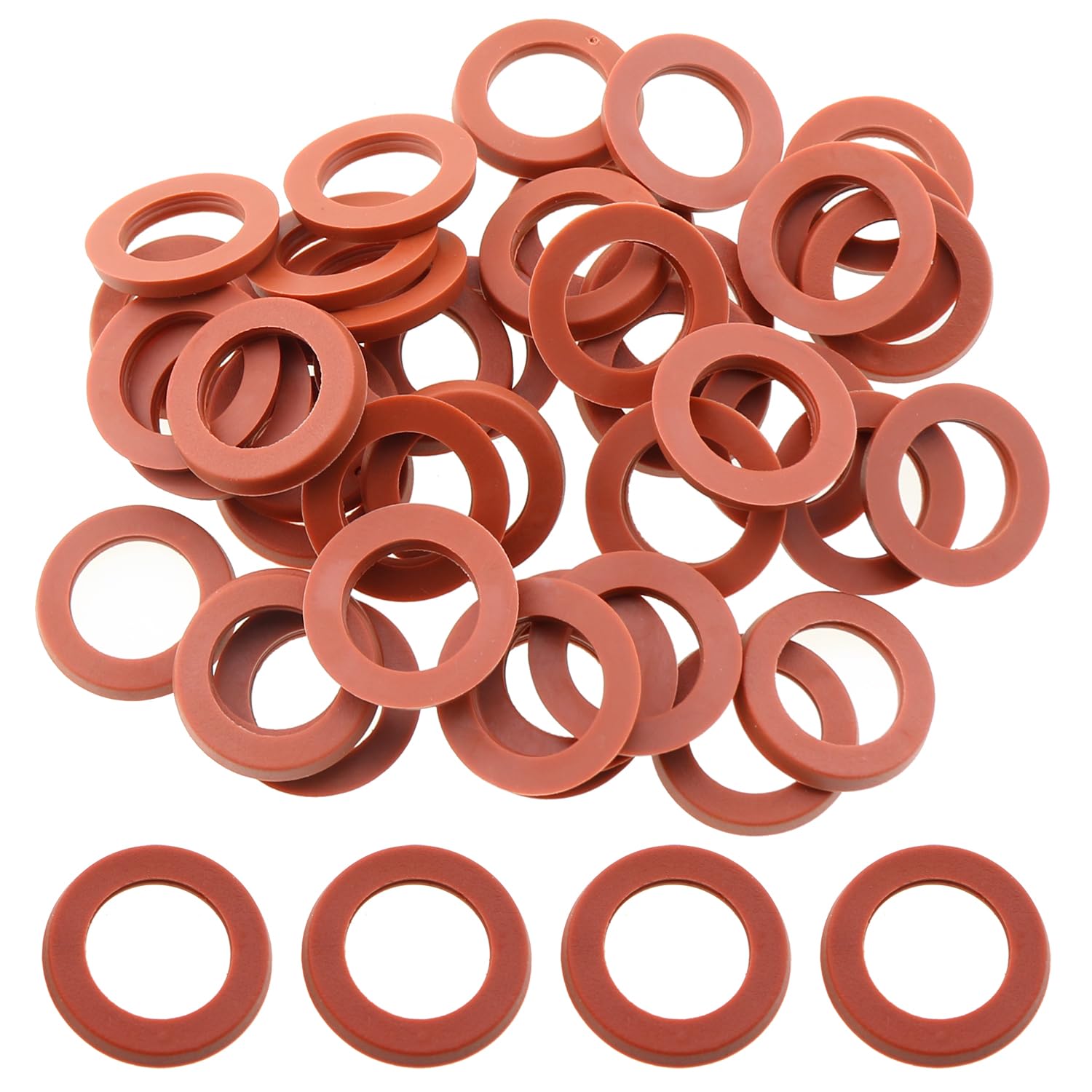 100-Pack Garden Hose Washers Rubber, Heavy-Duty Red Rubber Washers for All Standard 3/4GHT Garden Hose Fittings (OD 1inch)