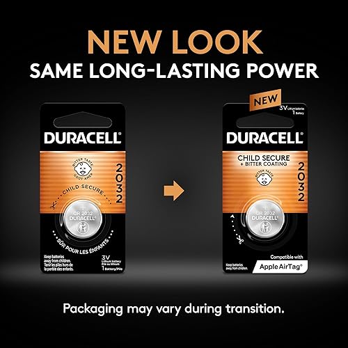 Miniatura 5 de Duracell Batería de litio 2032. Paquete de 1 unidad. Características de seguridad infantil. Compatible con Apple AirTag, llavero y otros