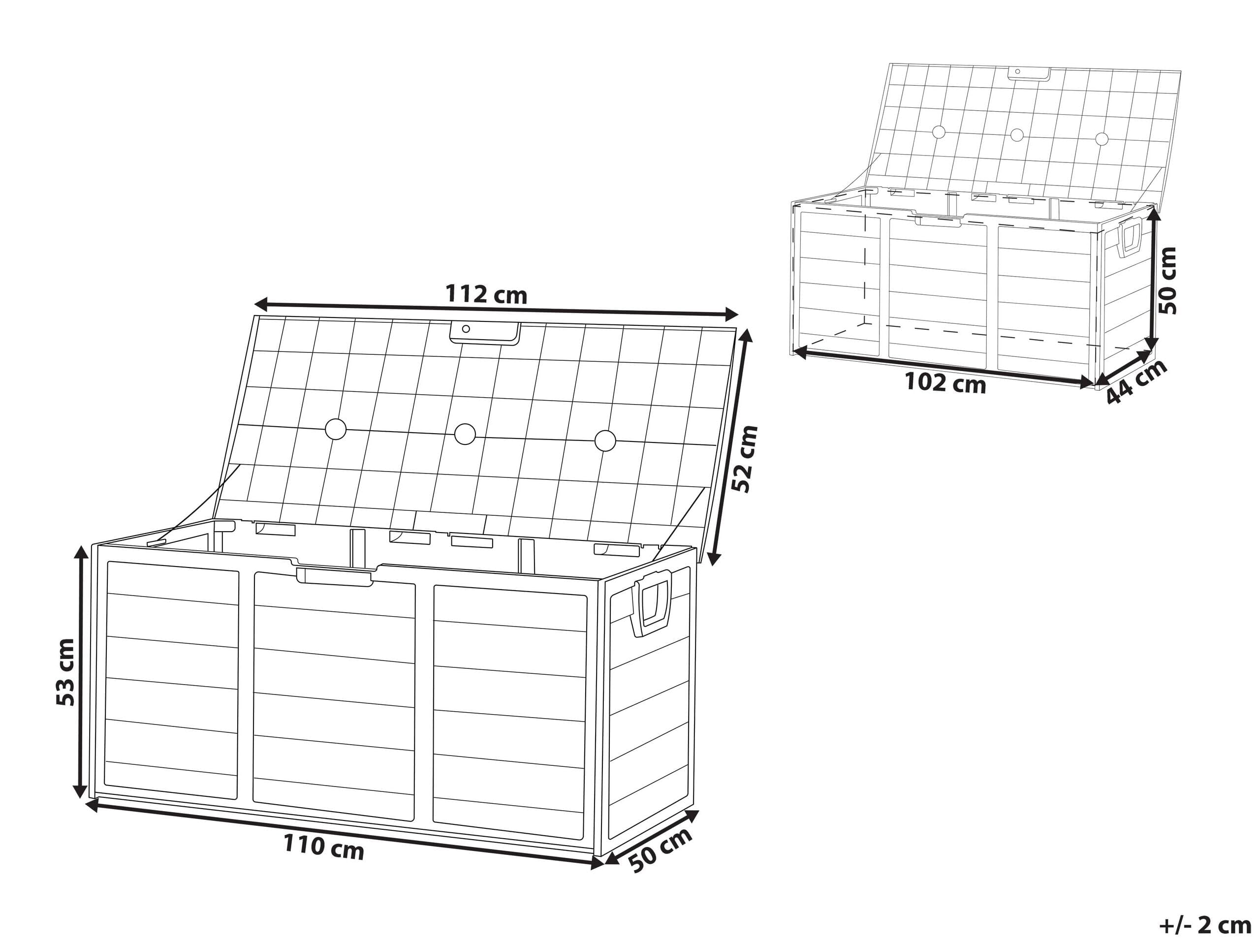 Skrzynia ogrodowa plastikowa 112 x 50 cm na kółkach szara Locarno