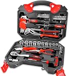 TOPEX Ensemble d'outils à main de 65 pièces, kit de réparation automobile portable de qualité supérieure avec pinces, tournevis, boîte de rangement/ensemble d'outils à main pour entretien à domicile