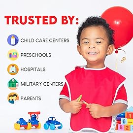 Toppy Toddler - 12 pcs Golden Rod Large Waterproof Baby Bibs for 1-4 years old - Lightweight, Soft & Durable Fabric Bibs with Snap Buttons for Girls and Boys, Dryer safe and Easy to Clean