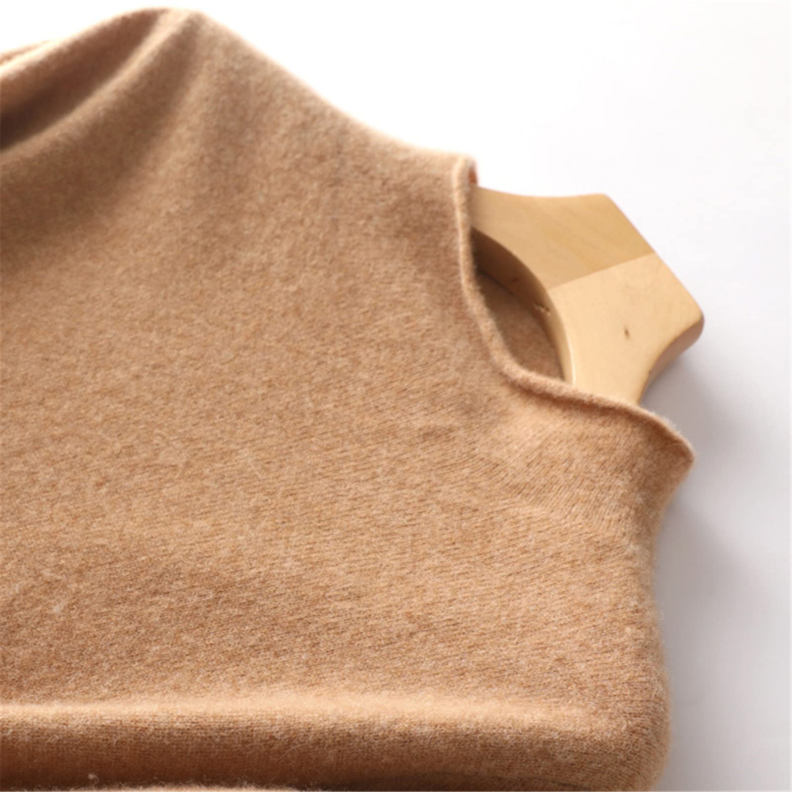 Kelsiop Pull en cachemire pour femme - Col roulé - 100 % laine - Haut tricoté - Grande taille, Rouge, L