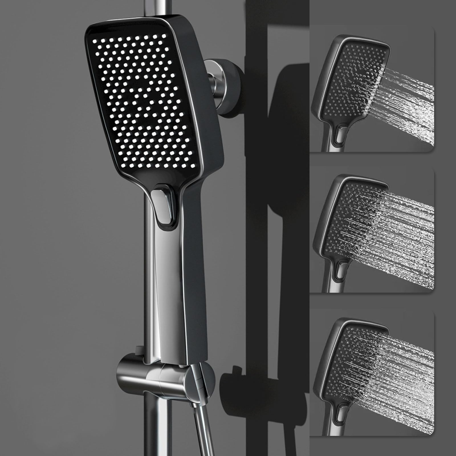 Sistema Doccia termostatico con Display Digitale della Temperatura, Set Rubinetto, soffione a Pioggia Portatile, doccetta per Bidet e Rubinetto per Vasca, Accessori da Parete per v