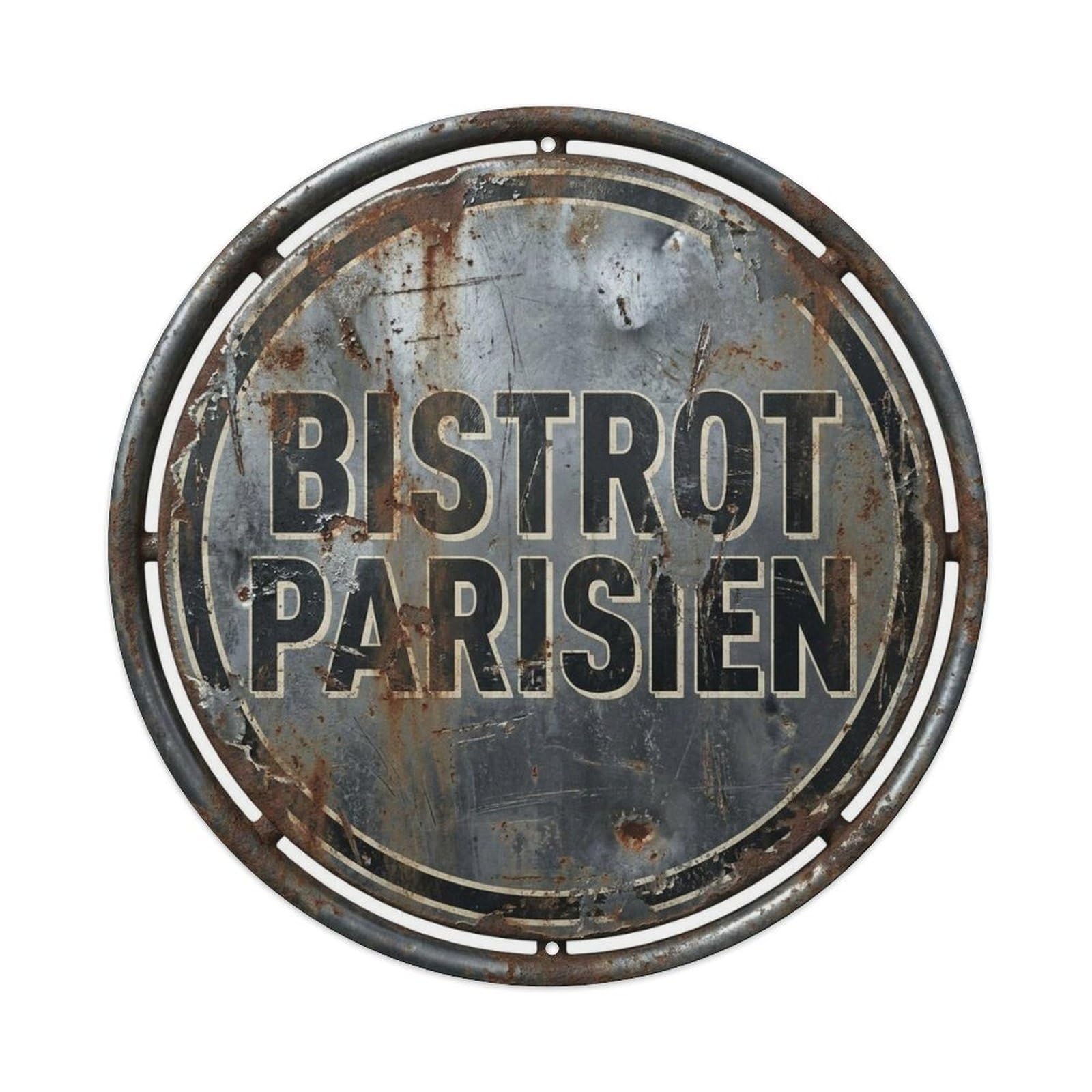 Parisian Morning Breakfast Cafe Coffeehouse Vintage Metal Tin Sign Plaque Wall Decor for Cafe, Man Cave, Club Bar, Office, Home Garden Round Metal Poster 8x8Inch