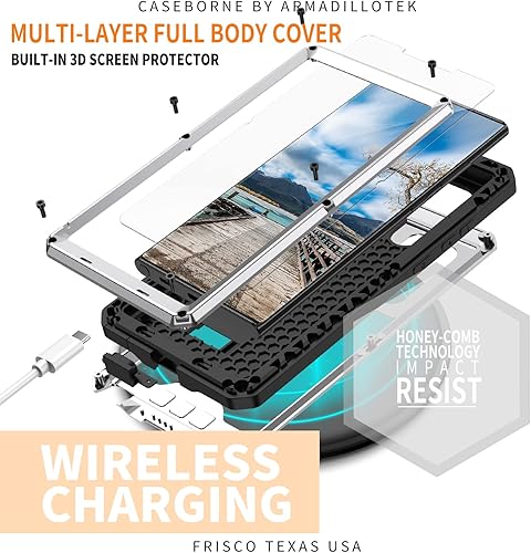 Miniatura 5 de MIYI - Funda protectora rígida para Samsung Galaxy S22 Ultra 5G, aluminio para exteriores, de metal Gorilla Glass a prueba de golpes, militar,