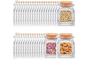 100PCS Reusable Mason Jar Plastic Ziplock Bags for Food Storage