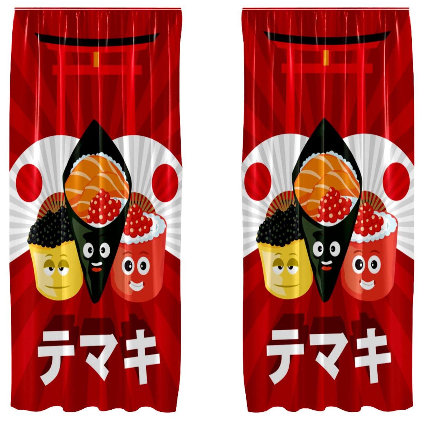 Rideaux pour fenêtre motif Torii japonais de salon et chambre 140x213 cm