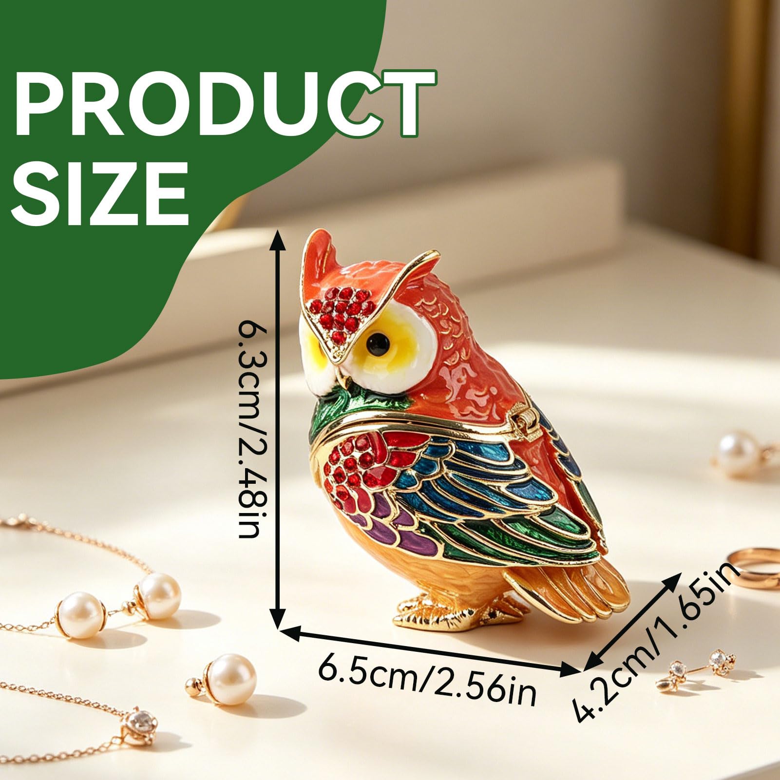 Eule Graving Box, Scharniere Schmuck Box Eule Figur Scharnier Display Halskette Schmuck Organizer Sammlung Tierfigur Home Dekorative Handwerk Schmuckschmuckboxen