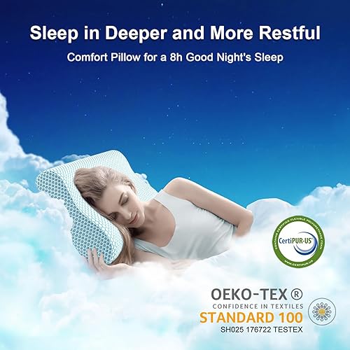 Miniatura 6 de Almohada de espuma viscoelástica, almohada ortopédica cervical de contorno de cuello Anvo para dormir de lado, almohada de cama ergonómica para