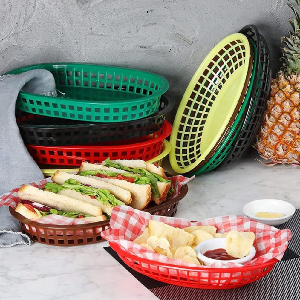 12pcs Chips Basket Fruit Tray Plastic Food Basket Plastic Fruit Basket Plastic Snacks Basket Food Serving Tray Boat-shaped Basket Plastic Burger Basket Chip Burger Basket