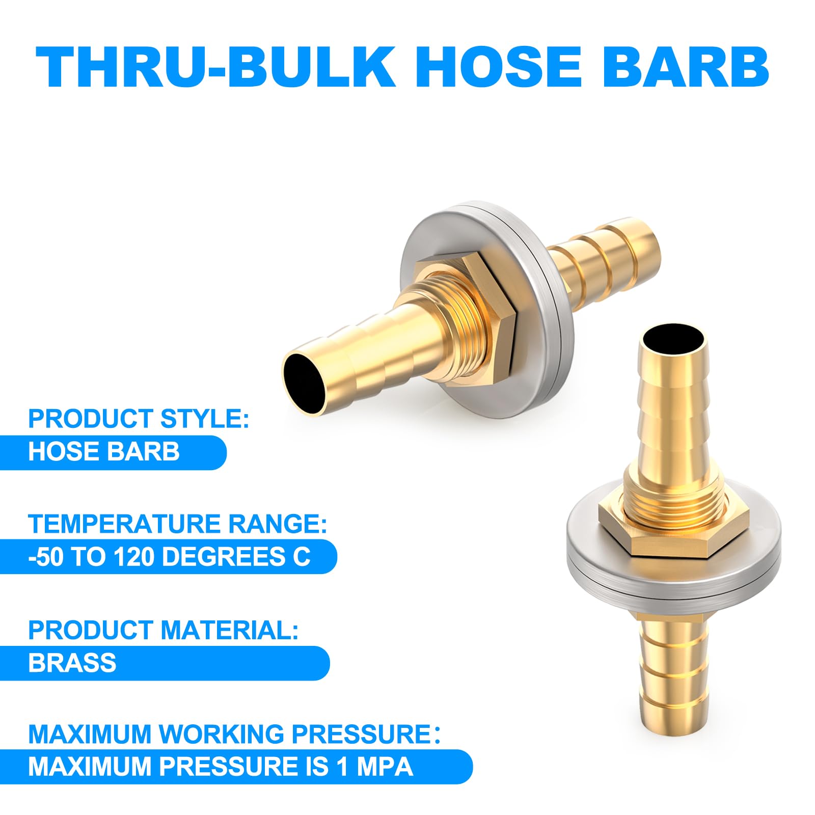 5 sztuk 8 mm do 8 mm mosiężny wąż Barb Thru-Bulk Head Hex prosty Union Fitting z 10 sztukami obejm do węża
