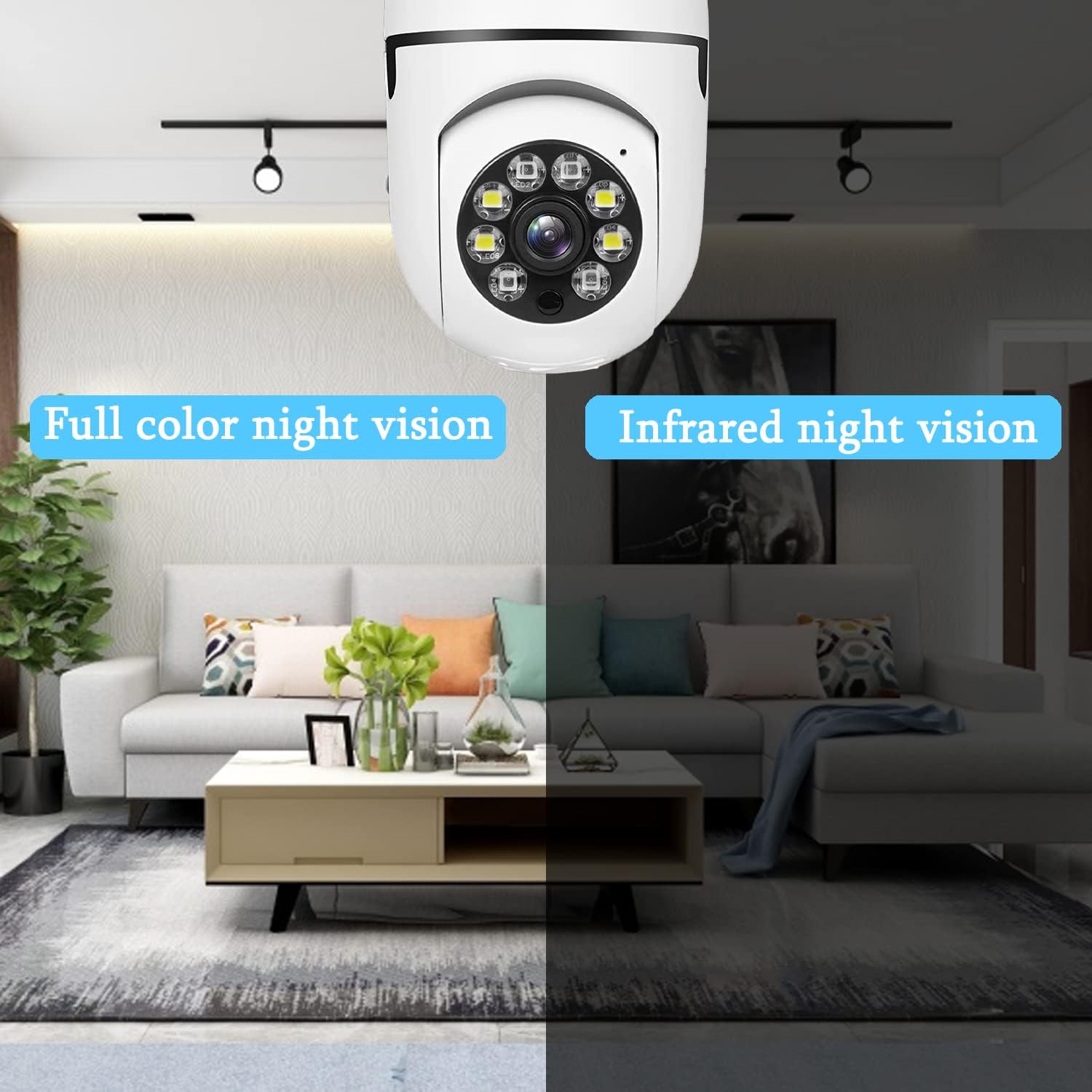 360 Camera, Light Bulb Full HD 1080P, 2.4GHz WiFi Camera with 32G SD Card, Night Vision Motion Detection Wireless Home Security Cameras, Baby, Pet Monitor