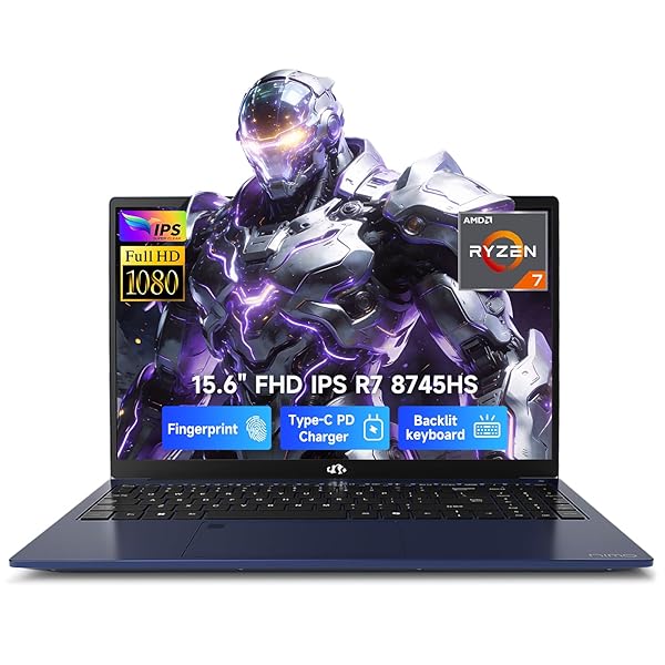 NIMO 15.6" IPS FHD-Gaming-Laptop, AMD Ryzen 7 8745HS 32GB DDR5 RAM 1TB SSD (8C/16T, up to 4.9GHz), Radeon 780M Graphics, 100W Type-C, Backlit Keyboard, Fingerprint, for Creators & Professionals Work