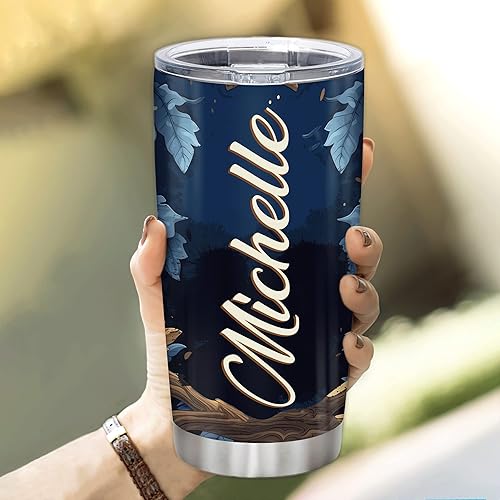 Miniatura 10 de Hyturtle Vaso personalizado para amantes de los búhos  Just A Girl Who Loves Owls - Vaso de café de acero inoxidable con nombre personalizado, 20