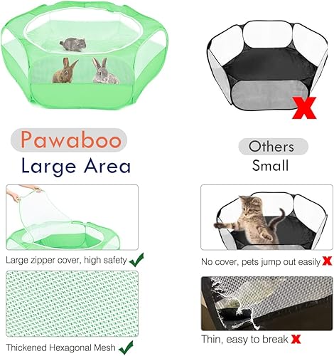 Miniatura 3 de Pawaboo Corralito para animales pequeños, impermeable, jaula para mascotas pequeñas con cubierta con cremallera, valla portátil para patio al aire