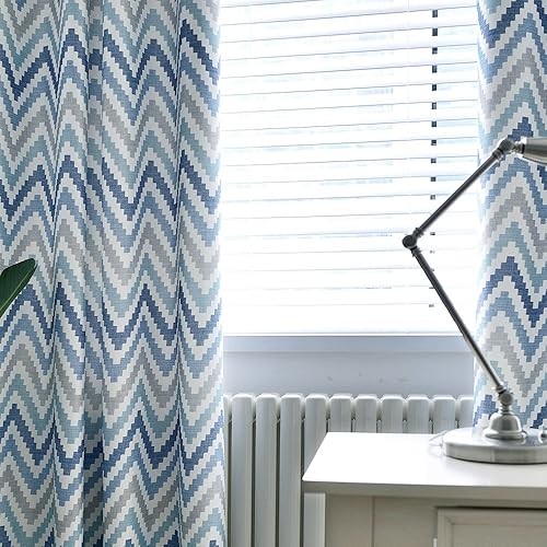 Miniatura 3 de Melodieux Cortinas de ventana con ojales para sala de estar, 52 x 84 pulgadas, color azul (1 panel)