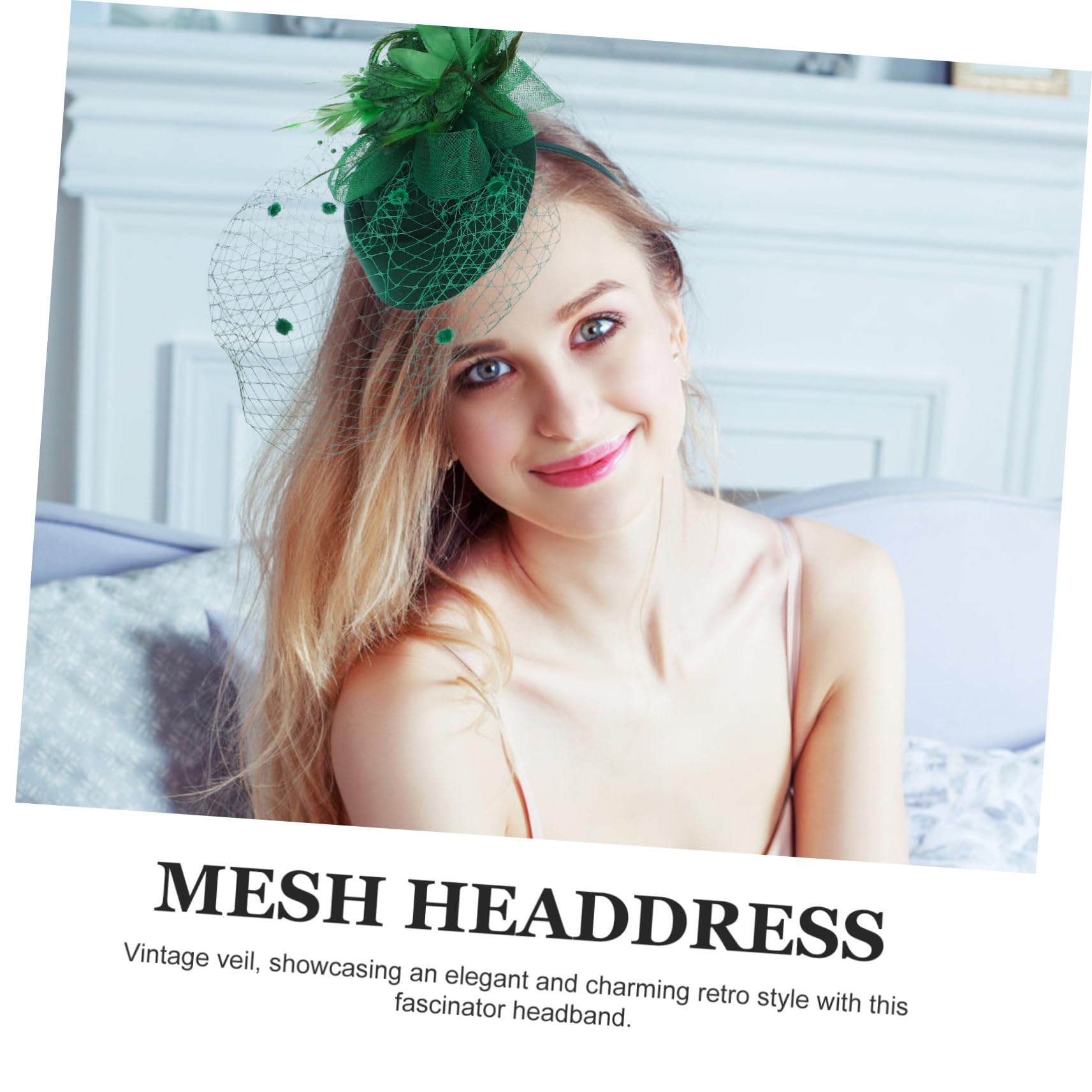 Beavorty 4 Piezas flor de cabeza de malla tocados verdes para bodas diadema fascinador tocado de fiesta de té clip fascinator para la fiesta del té fascinador de la del pluma