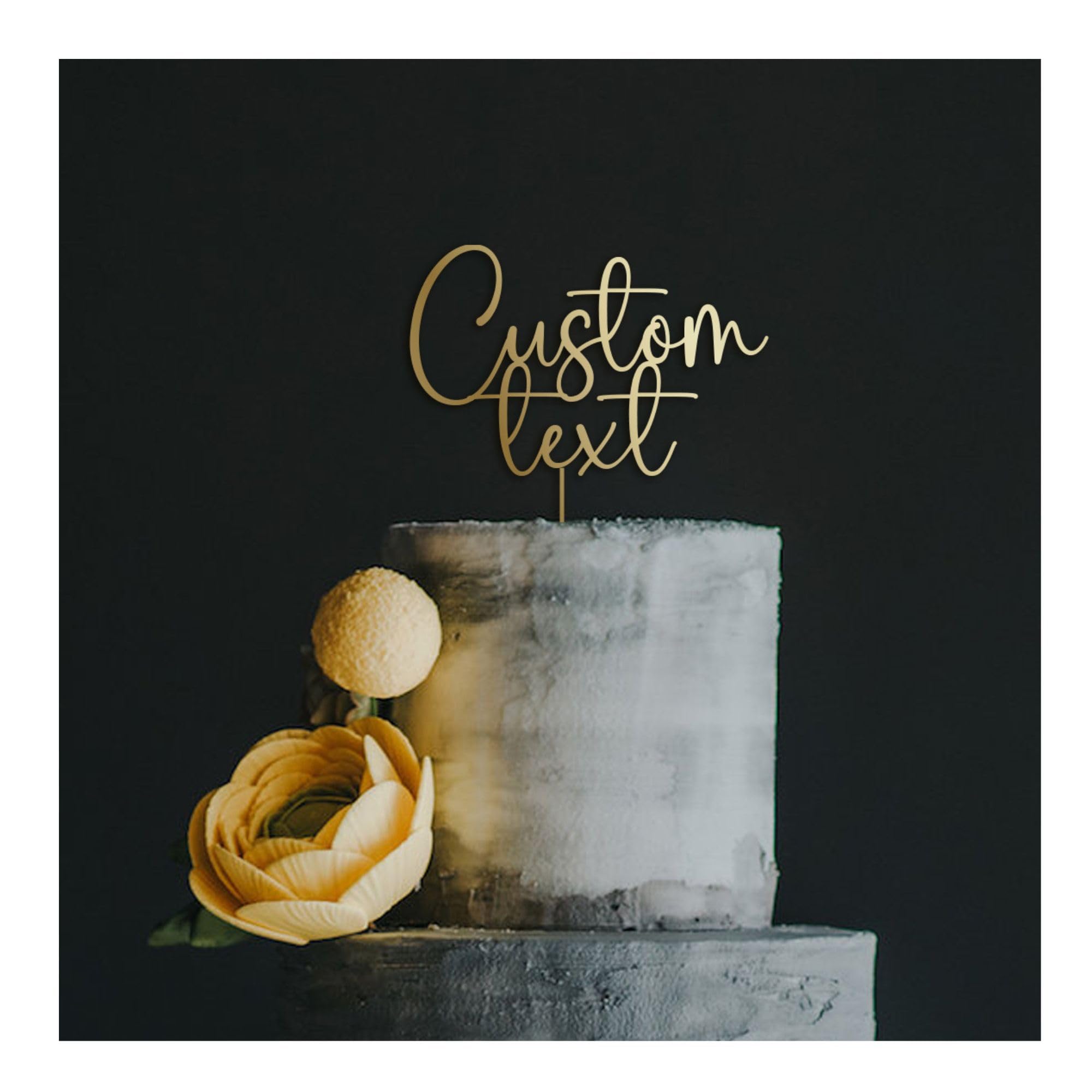 Pomchick - Wooden Custom Cake Topper with Your Text Personalised Party Decor Birthday Anniversary Far Away Christmas Graduation Wedding Engagement