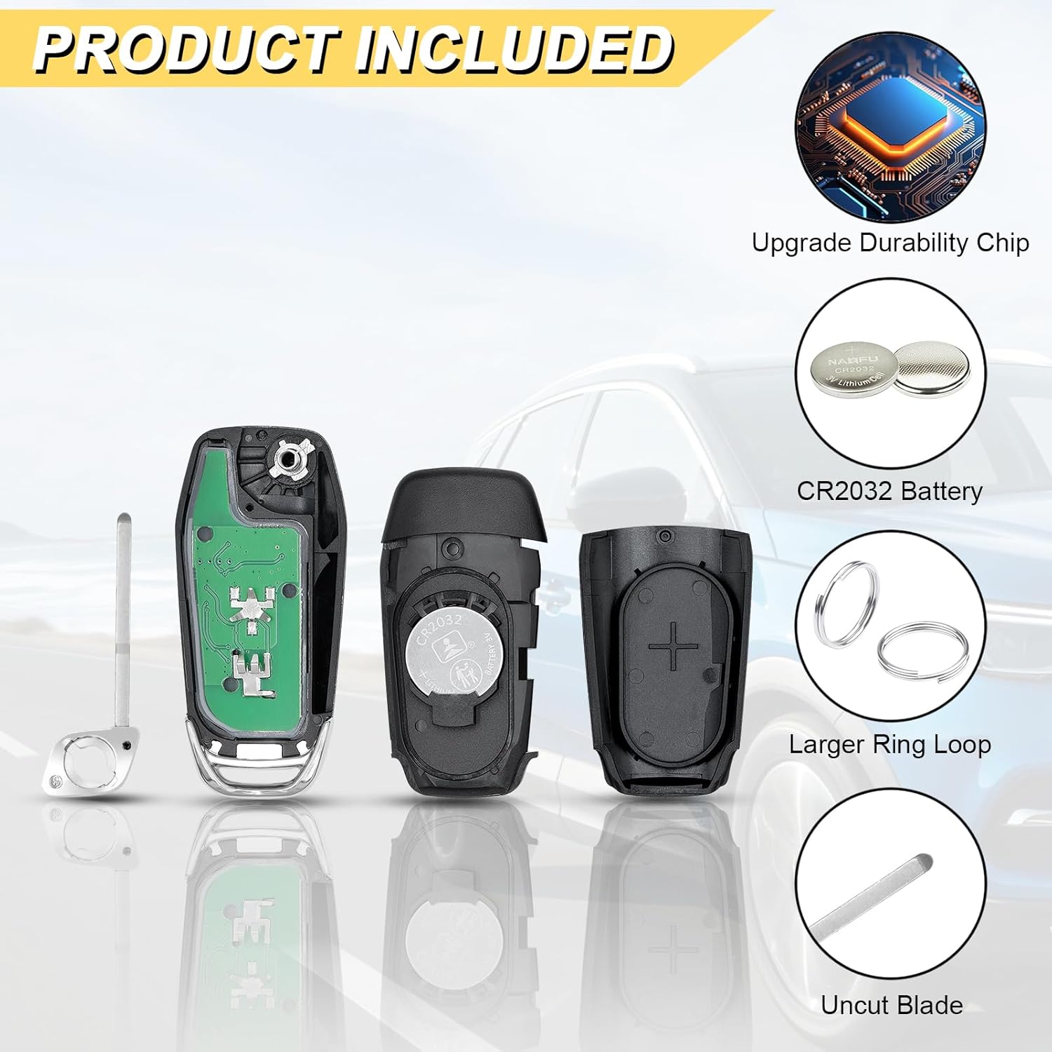 Key Fob Replacement for 2015-2022 Ford F-150/17-22 F-250 F-350 F-450 F-550/16-20 Explorer/ 16-23 Ranger/ 21-22 Bronco/ 18-23 EcoSport Car Keyless Entry Remote Control, N5F-A08TAA, 3 Btn, 2Pcs