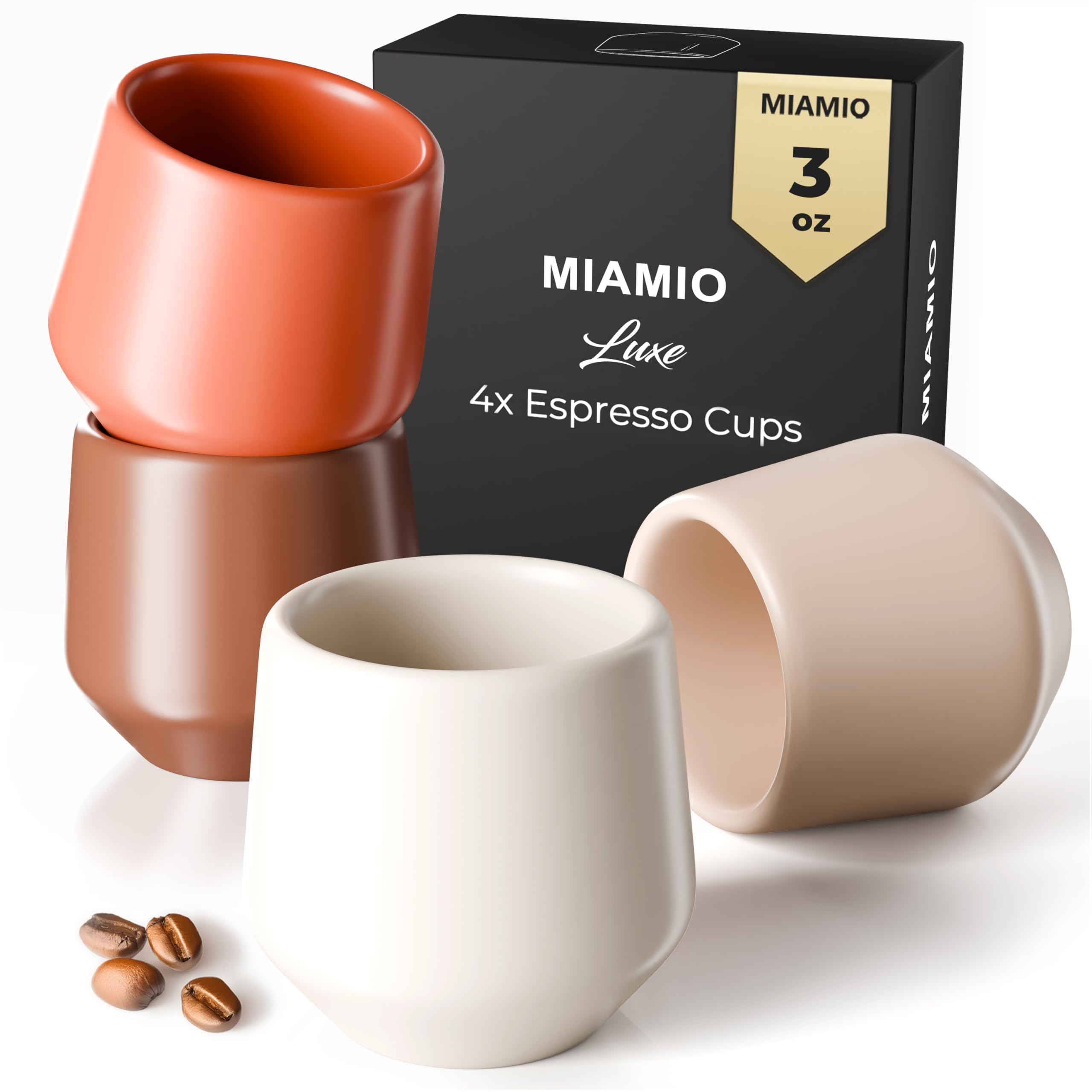 Amazon | MIAMIO - セラミック製エスプレッソカップ 4個セット、陶器の