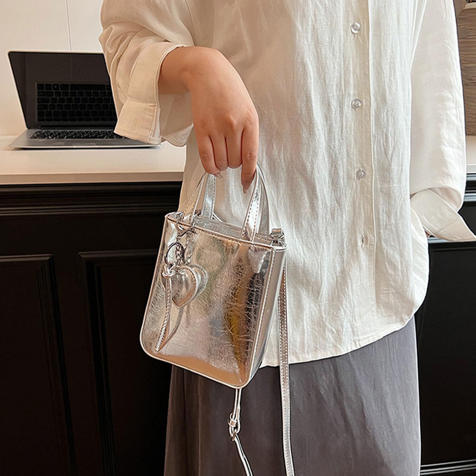 Eimertasche, Einkaufstasche für Damen | PU Eimer Handtaschen Klein Handtasche | Arbeitstasche für Frauen, Hobo Taschen Umhängetasche, lässige Tote Bag für