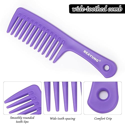 Miniatura 3 de BEAYUNG 2 peines grandes de dientes anchos, peines de ducha, peine para cabello rizado húmedo, cepillo de pelo duradero para el mejor peinado y