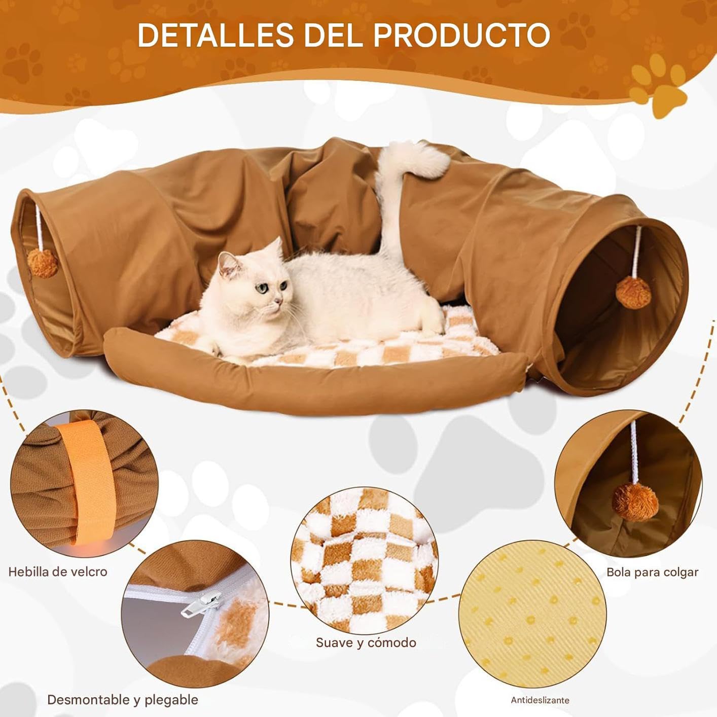 Túneles y Tubos de Gatos Casa Cueva Lavable Gruesa para Juego Y Ejercicio