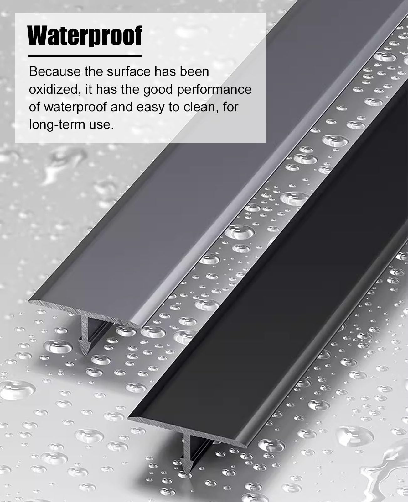 Soglia di Dislivello Pavimento Profilo di Transizione per Soglia Ultra Sottile a Forma di T, 2 Pezzi di Ricambio per La Protezione Della Soglia Della Porta in Metallo(Light Gray,W 15mm)