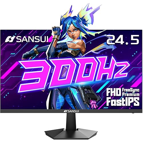 SANSUI Gaming Monitor, 24.5" 300hz 240hz FHD 1080P 1ms FPS PC Monitor Gaming, HDR, FreeSync, DisplayPort x2 HDMI x2, Fast IPS, 120% sRGB, Audio Jack, VESA Support, Desktop Compatible(ES-G25X1 PRO)