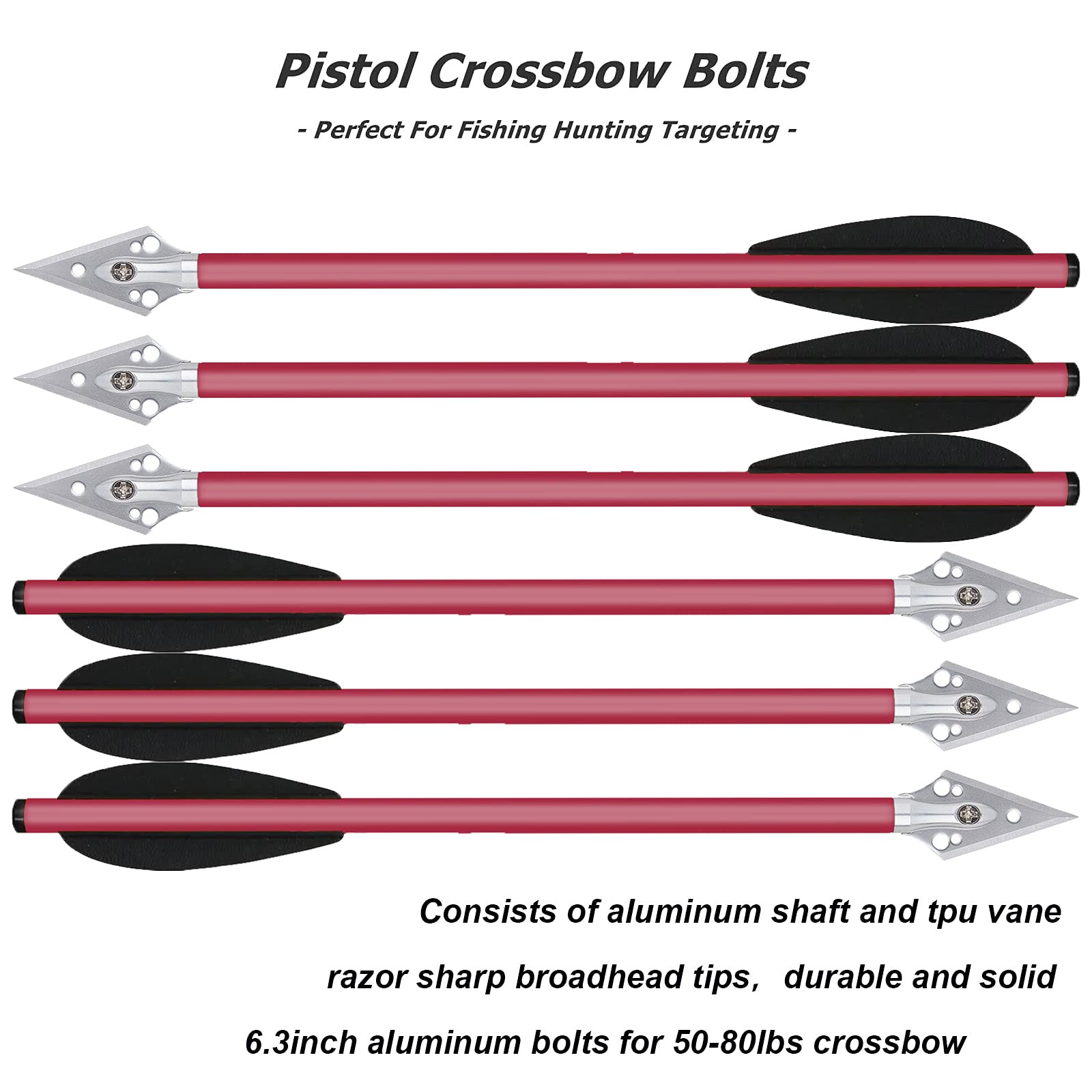 6.3" Flèches Arbalète Pistolet en Aluminium avec Pointes de Flèche de Chasse, Boulons d'arbalète pour Mini Pistolet Arbalète Cible De Précision Pratiquer Le Tir Et La Petite Chasse Tir À l'arc