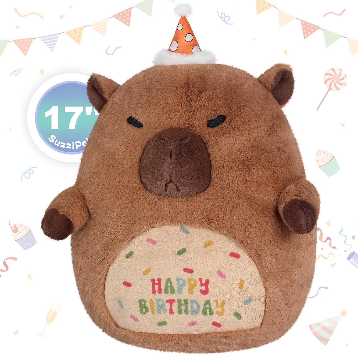 SuzziPals Capybara Stuffed Animal Pillow, Cute Plush Pillow for Cuddling, Capybara Plush Toy for Kids and Adults, Capybara Gifts