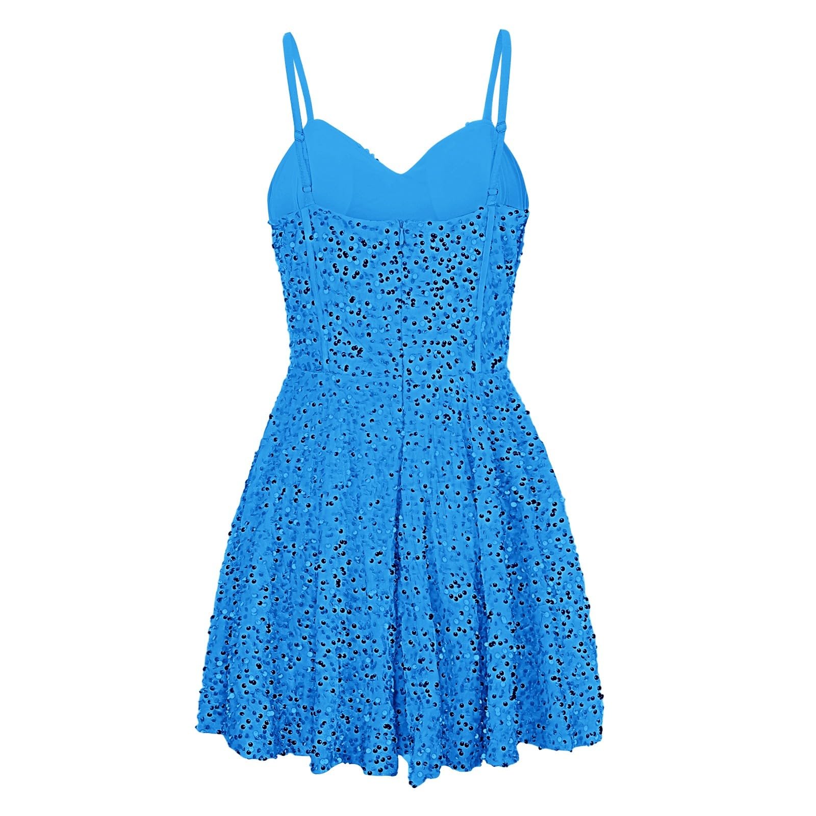 Robe Paillette Femme Grande Taille, Robe Sexy Femme sans Manches Chic Et Elegant Col en V Style Rétro Couleur Unie Disco Courte Carnaval Carnaval Dress pour Club De Soirée