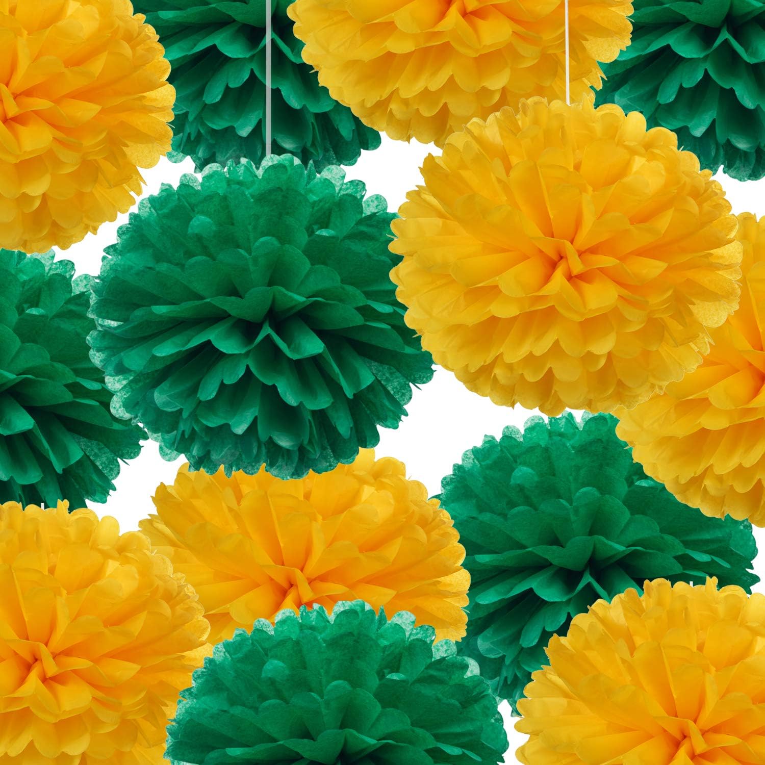 14" Green Tissue Pom Poms Kit DIY Decorative Paper Flowers Ball for Birthday Party Wedding Baby Shower Home Outdoor Hanging Decorations, Pack of 10 : Home & Kitchen