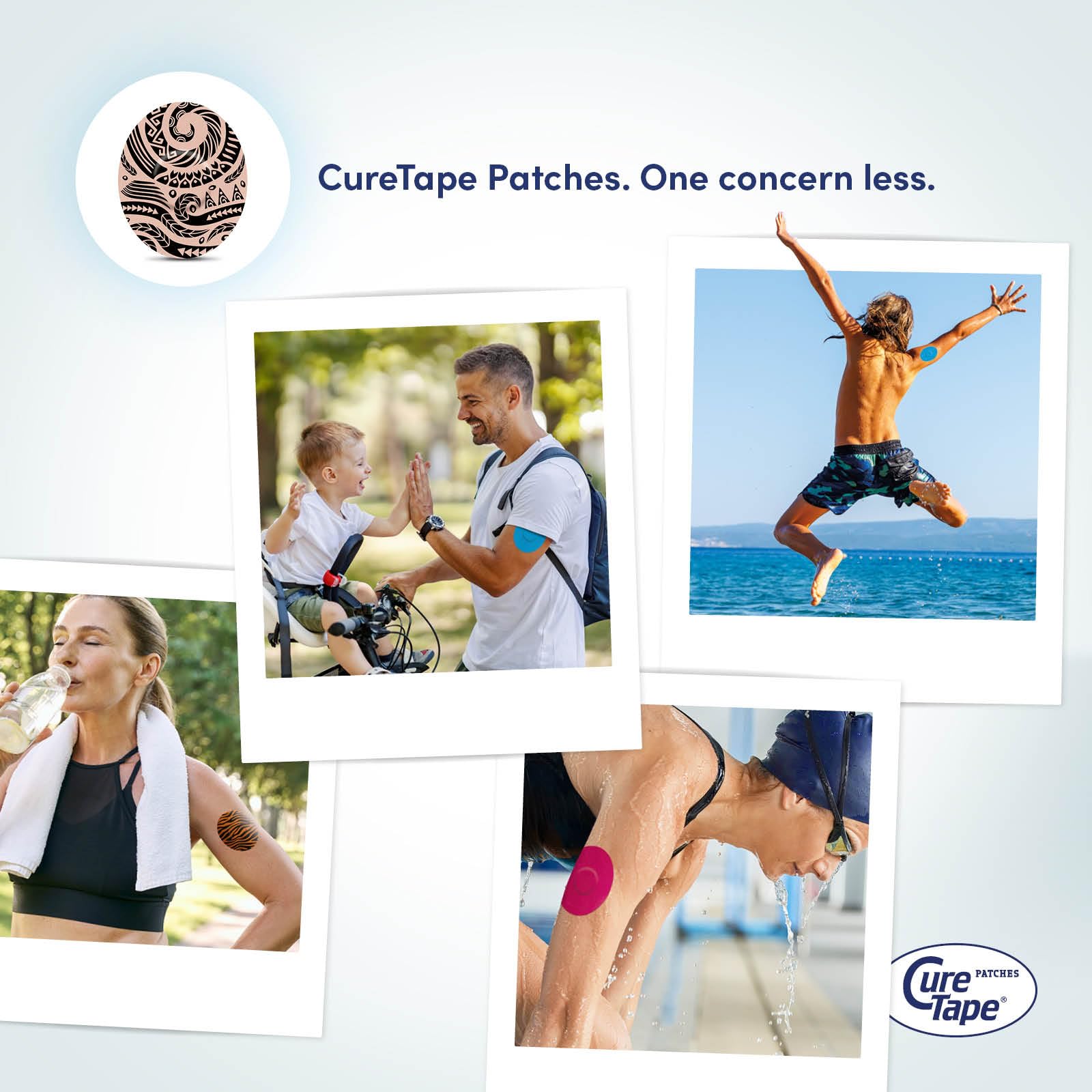 CureTape Sensor Patches - Parches para fijación de sensores - Parches para Freestyle Libre, Dexcom y Medtronic Guardian - Certificado TÜV - Variantes únicas (Tattoo)