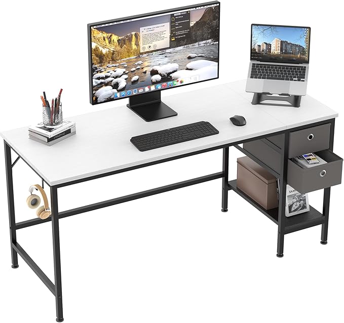 HOMIDEC Office Desk, Computer Desk with Drawers 55" Study
