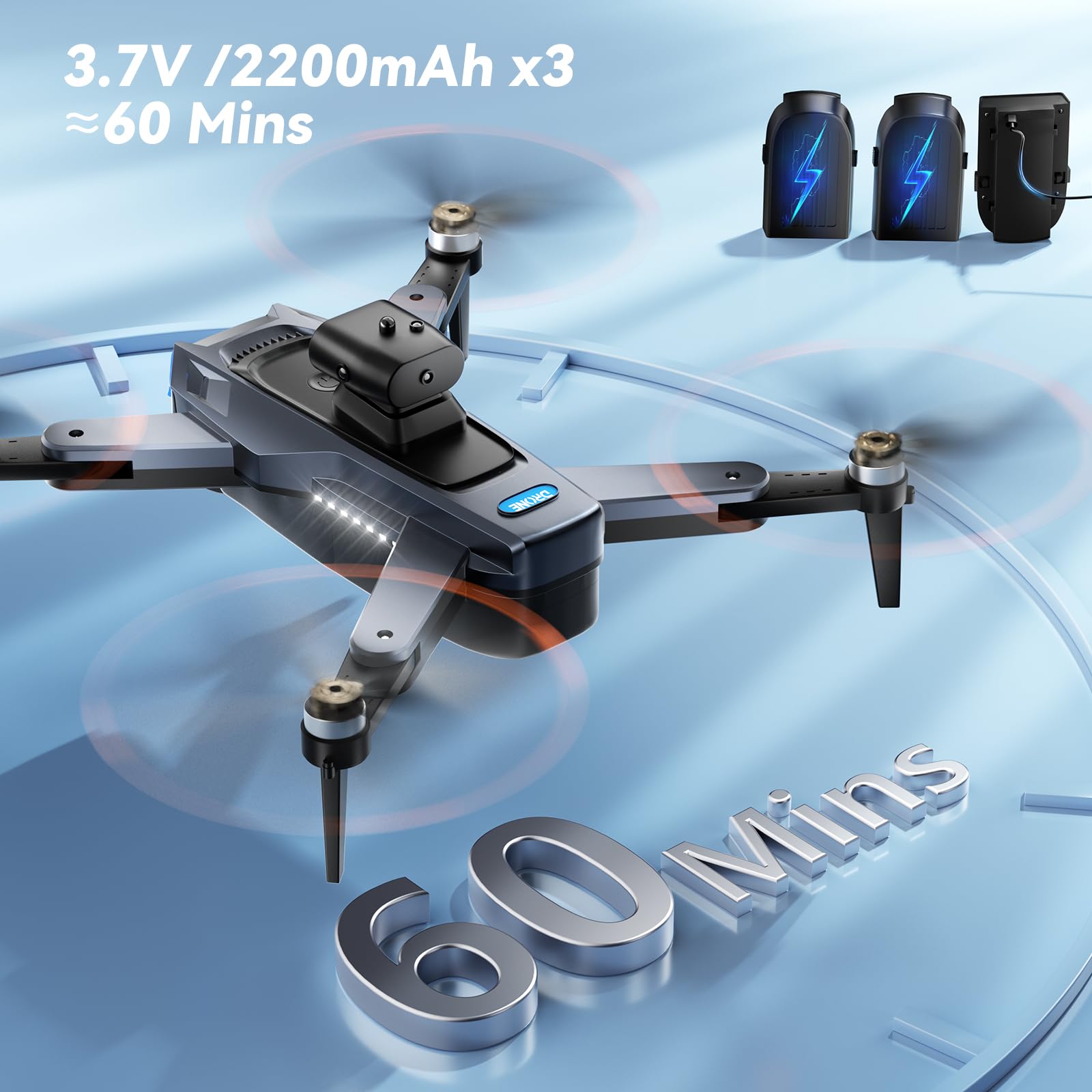 Dron con Cámara 4K GPS para Adultos y Principiantes, 54 Min Vuelo (3 Baterías), Motor Sin Escobillas, Cámara Ajustable 90°, Retorno Automático, Plegable <249g(Negro)(estándar)