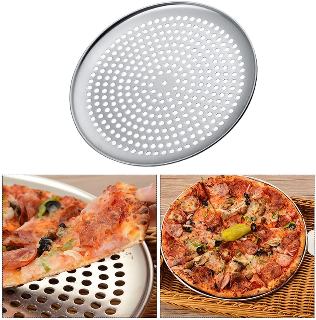 3pcs Pizza Pan Pizza Plate Round Crisper Nonstick Baking Pan for Party