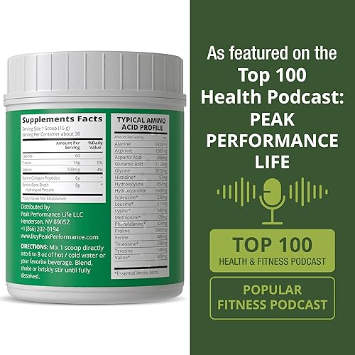 Miniatura 6 de Colágeno hidrolizado de proteína Peak Performance, paleo, sin gluten, sin lácteos y sin péptidos de colágeno, 1