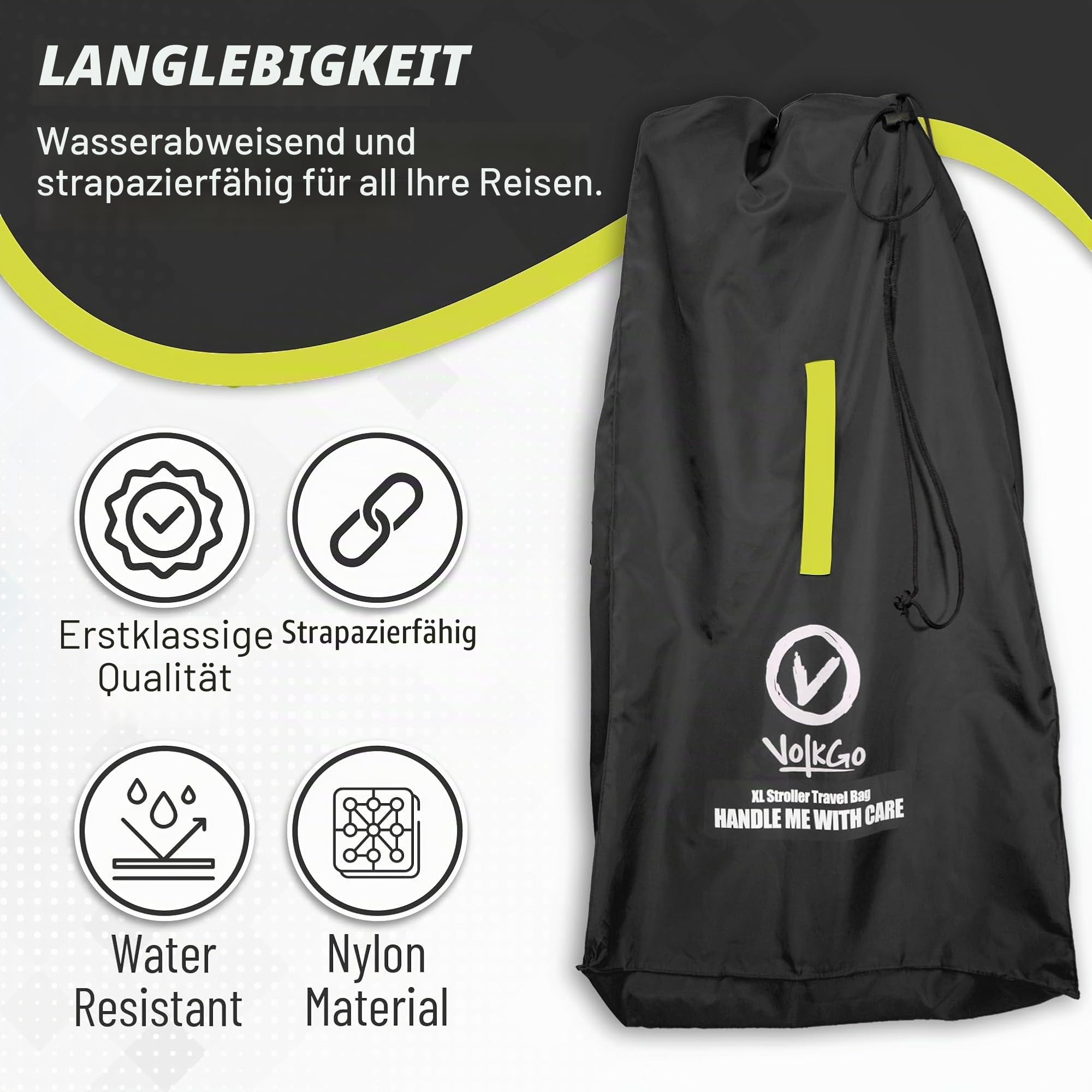 V VOLKGO Große Kinderwagentasche für Flugreisen, Schutz für Doppel- und Jogger-Kinderwagen, passt für die meisten Modelle, Gate-Check-Tasche, robust und wasserabweisend
