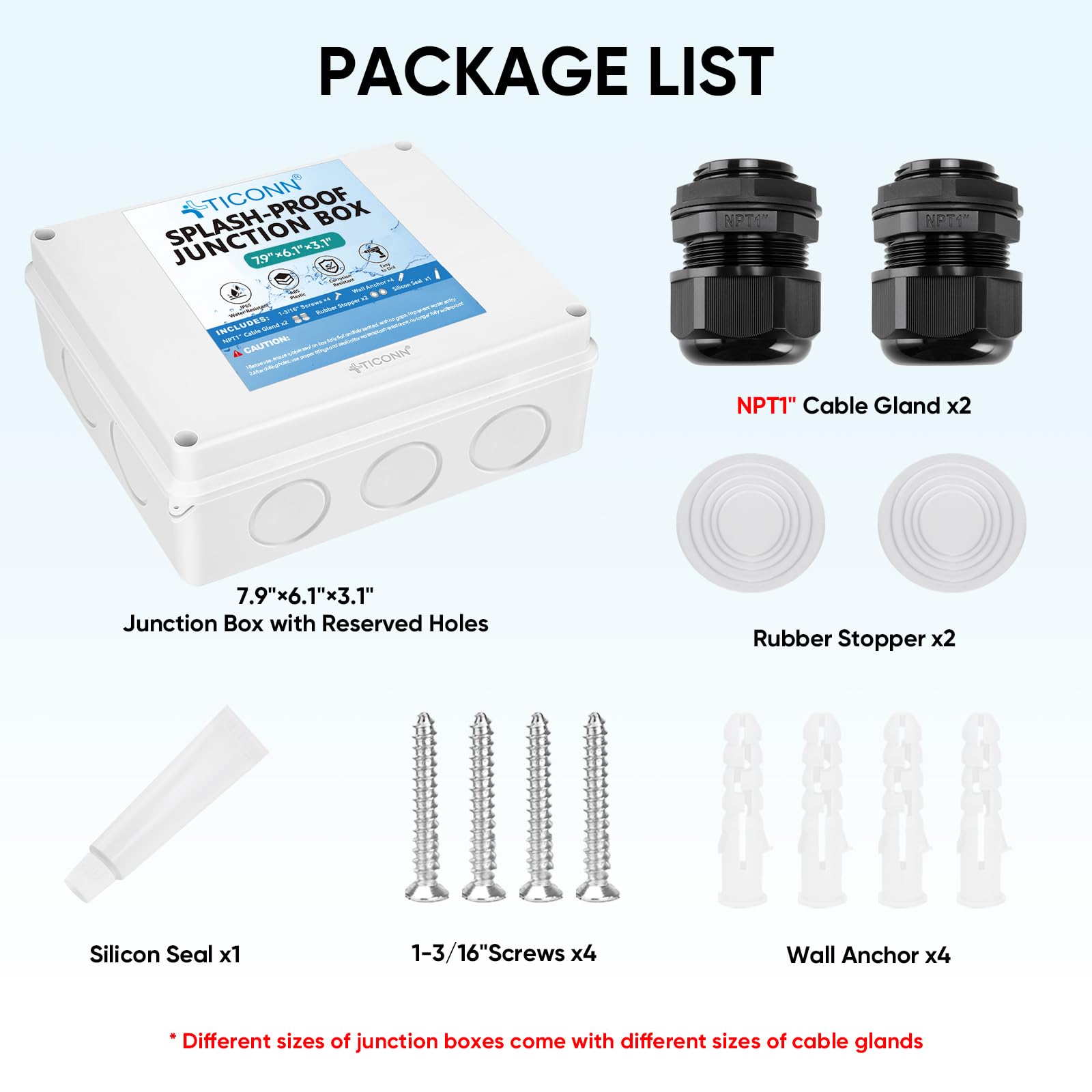 Splashbox Electrical Snapklik.com : TICONN Electrical Junction Box, IP65 Splash-Proof ABS ...