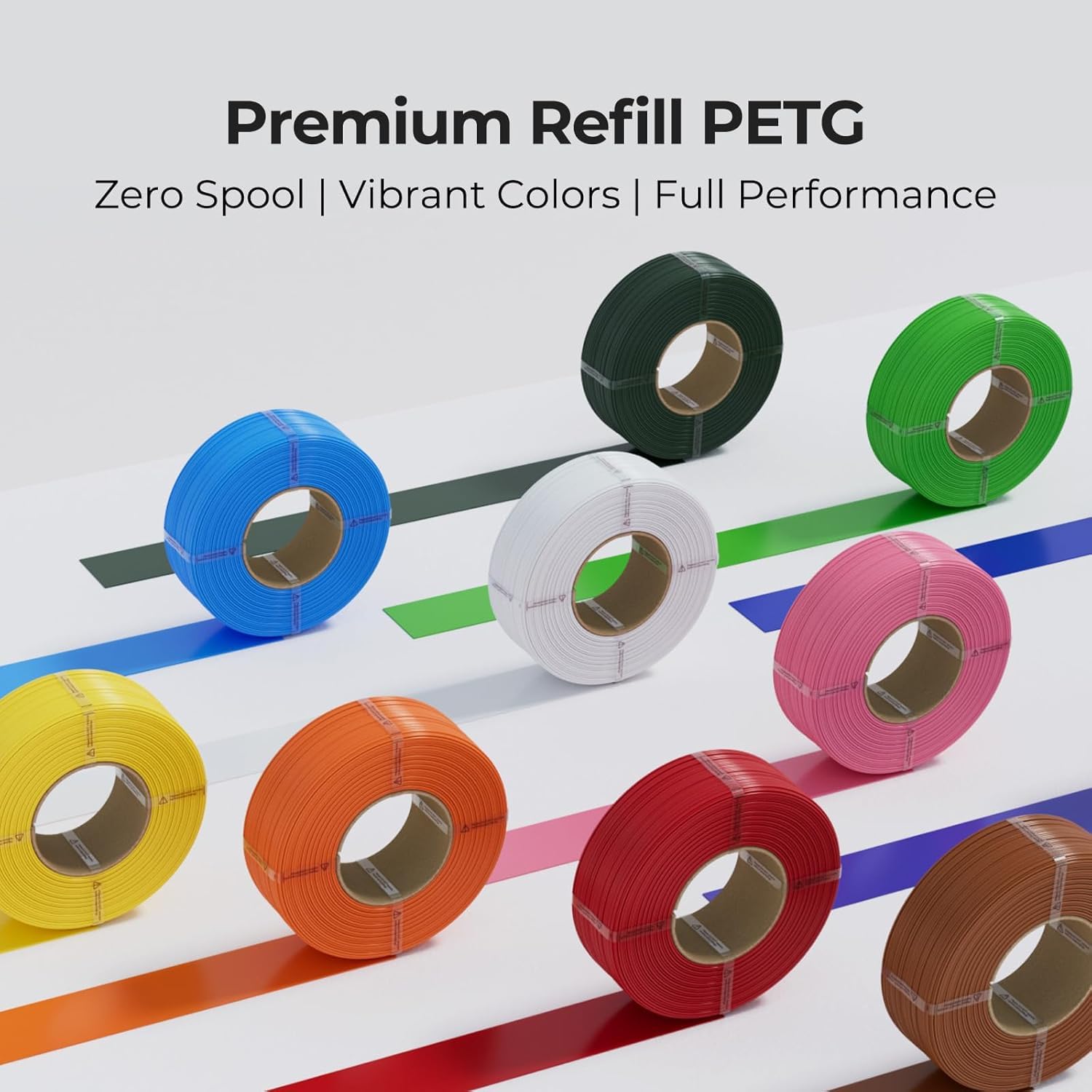 Creality PETG Refill Filament 1.75mm, CR-PETG Spulenloses 3D Drucker Filament, Schwarz, 10er Pack