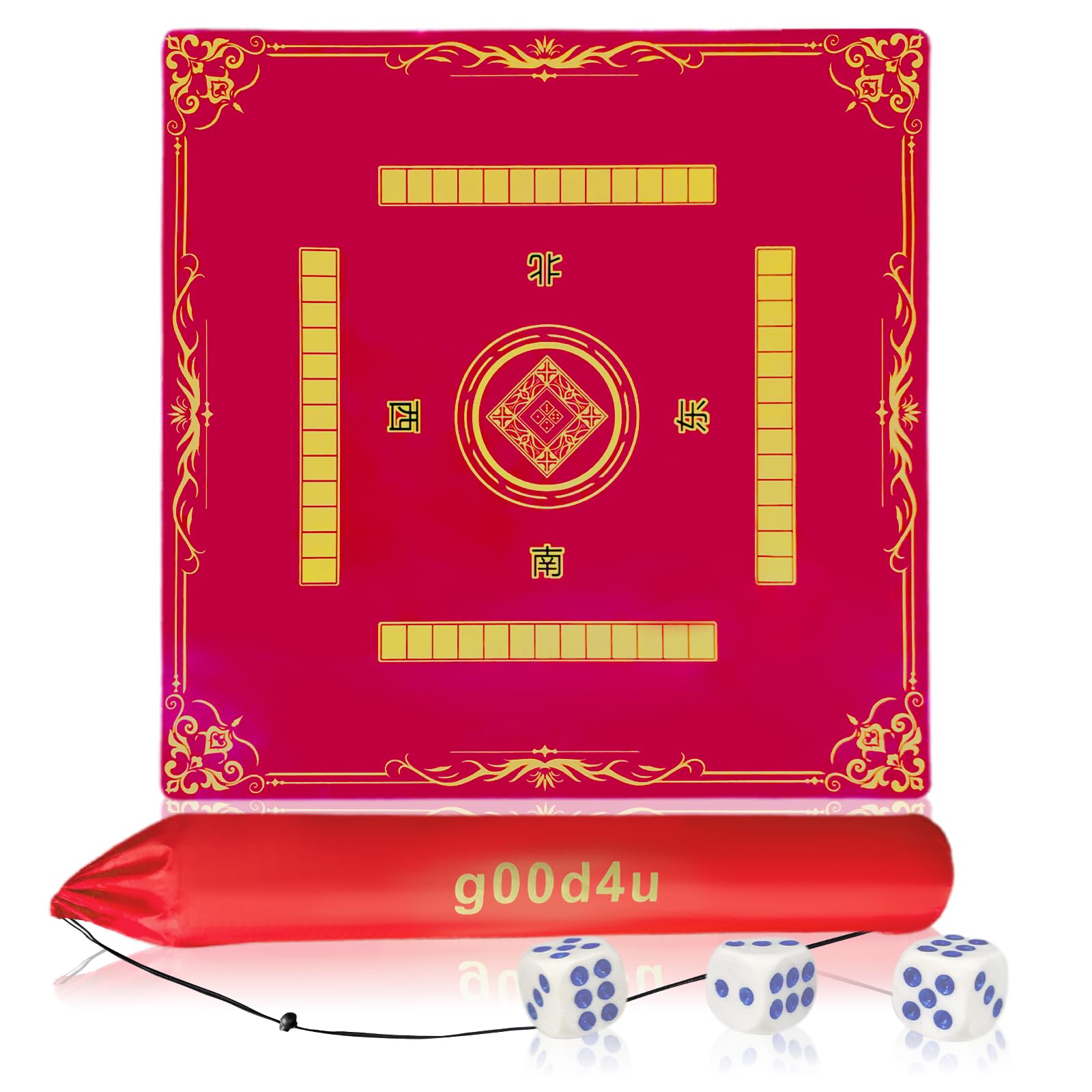 Mahjong Mat, 3mm Thick Noise Reducing Mahjong Mat for Tables 31.5x31.5 Inch Waterproof Surface with Drawstring Storage Bag - Durable Non-Slip Design