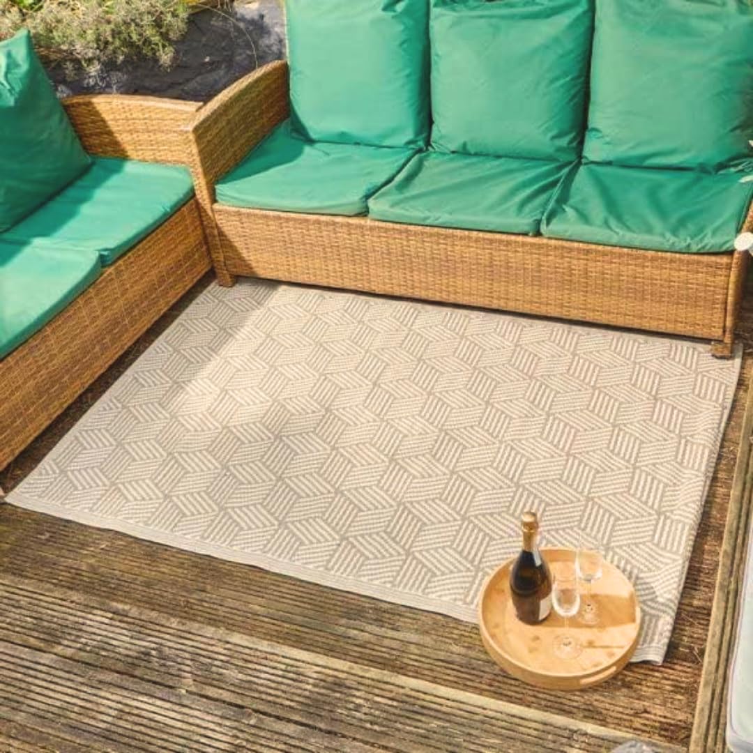 Marco Paul 120 x 180cm Large Outdoor Rug - Waterproof Garden Rug Indoor Outdoor Carpet for Patio Balcony Terrace Lawn, UV Resistant Polypropylene Patio Rug, Wipe Clean Outdoor Mat — image 1