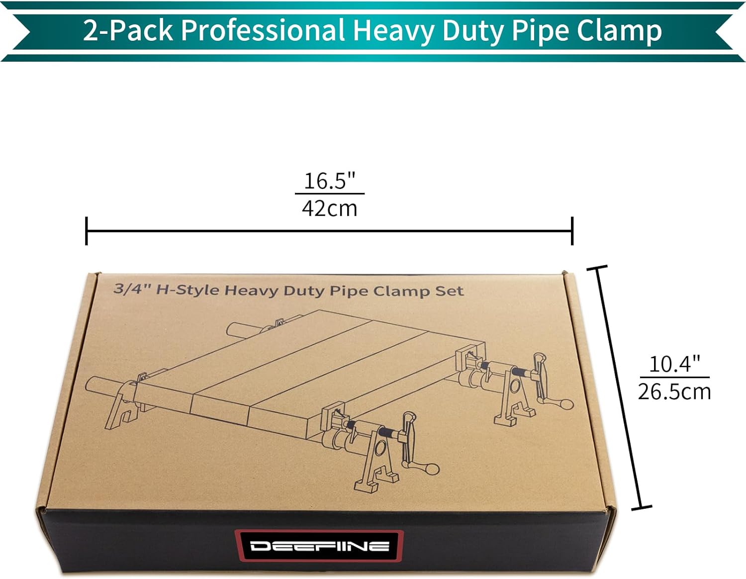 3/4 Inch Pipe Clamps for Woodworking with 30" Pipe, 2-Pack Heavy Duty Cast Iron Pipe Clamp Fixture Set, Complete Adjustable Clamping Kit for Cabinet Furniture Gluing Carpentry Workshop.(2)