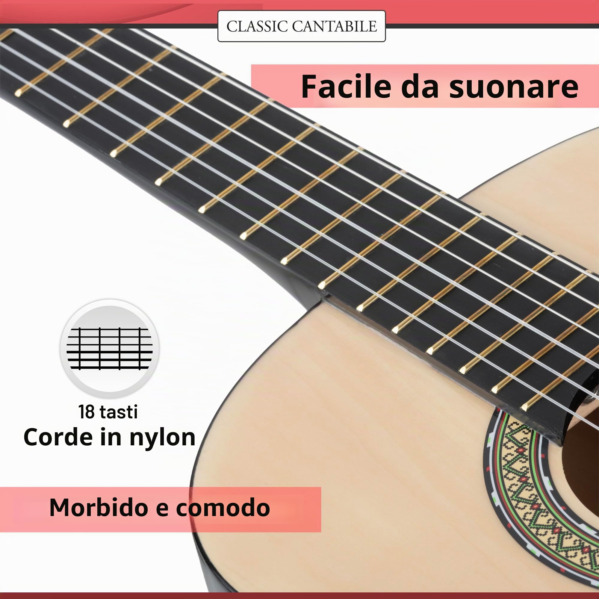 Classic Cantabile Acoustic Series AS-851-L Chitarra classica 1/2 per mancini
