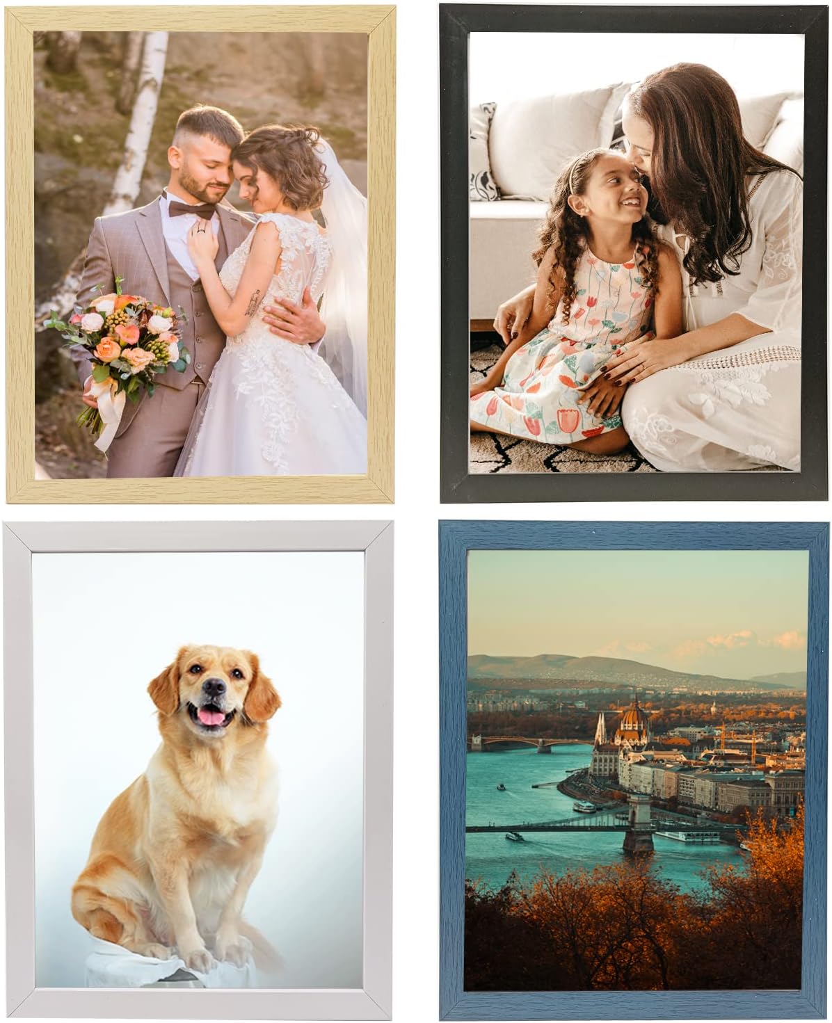 hugewth 4 Pack 8 x 10 Picture Frames / 5 x 7 Display Photo